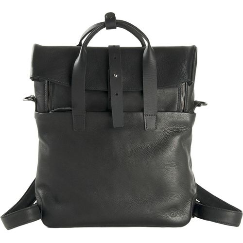 HAROLD'S Leder Schultertasche Laptoptasche mit Laptopfach Mount Backpack / Messengerbag Black schwarz