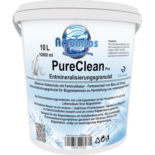 PureClean PRO Nachfüllung für Kalkschutzfilter passend für Laurastar Dampfbügelstationen Bügelstation Bügeleisen Kalkschutz Granulat Reinstwasser zur Dampferzeugung mit Farbindikator von Blau auf Orange 10 Liter Granulat