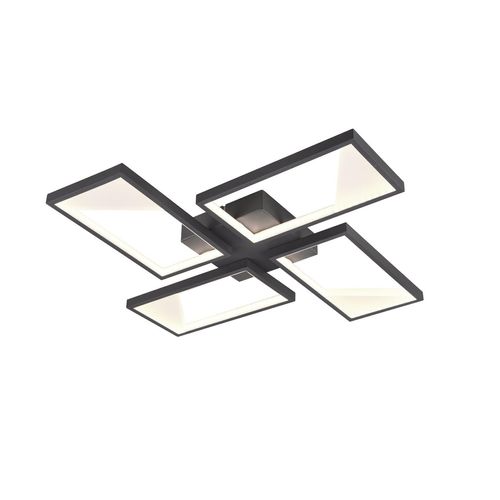 Trio Leuchten - Design Deckenleuchte I Deckenlampe I Lampe I Leuchte Anthrazit inkl. LED 3-stufig dimmbar - Plazas Quatro Dimmer I Dimmbar - Stahl Rechteckig - I (nicht austauschbare) LED