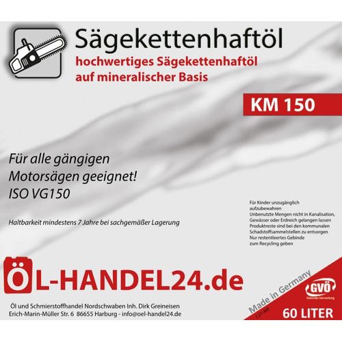 KM 100 (60 Liter) Hochleistungs Sägekettenöl Haftöl Kettensägenöl Kettenöl Kettensäge
