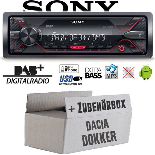 Autoradio Radio Sony DSX-A310DAB - DAB+ | MP3/USB - Einbauzubehör - Einbauset passend für Dacia Dokker - justSOUND