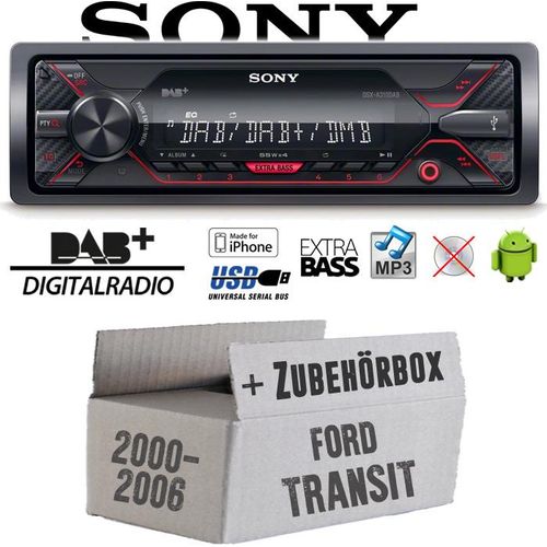 Autoradio Radio Sony DSX-A310DAB - DAB+ | MP3/USB - Einbauzubehör - Einbauset passend für Ford Transit - justSOUND