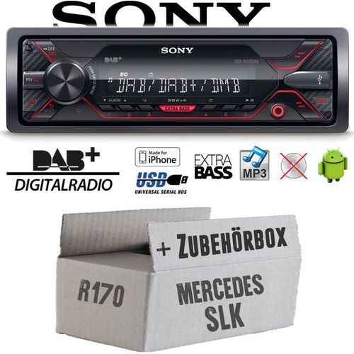 Autoradio Radio Sony DSX-A310DAB - DAB+ | MP3/USB - Einbauzubehör - Einbauset passend für Mercedes SLK R170 - justSOUND