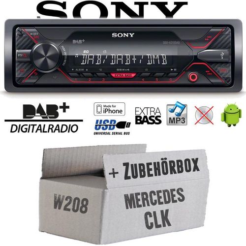 Autoradio Radio Sony DSX-A310DAB - DAB+ | MP3/USB - Einbauzubehör - Einbauset passend für Mercedes CLK W208 - justSOUND