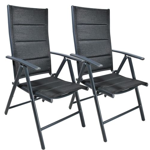 Gartenstuhl Aluminium Hochlehner Alu klappbar verstellbar 2 Stück Anthrazit Deluxe