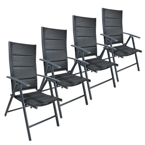 Gartenstuhl Aluminium Hochlehner Alu klappbar verstellbar 4 Stück Anthrazit Deluxe
