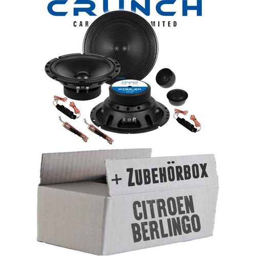 Lautsprecher Boxen Crunch GTS6.2C - 16,5cm 2-Wege System GTS 6.2C Auto Einbauzubehör - Einbauset passend für Citroen Berlingo 2 - justSOUND