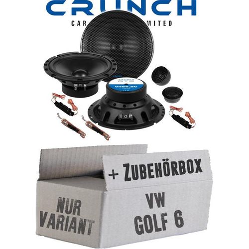 Lautsprecher Boxen Crunch GTS6.2C - 16,5cm 2-Wege System GTS 6.2C Auto Einbauzubehör - Einbauset passend für VW Golf 6 Variant Front - justSOUND
