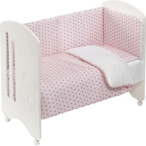 Interbaby - Kinderbett Lovely Premium + Set 3 Stk. (Steppdecke + Nestchen + Kissen) - Mod. Estrella Mar - Rosa