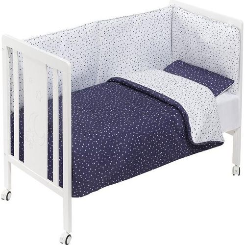 Interbaby - Kinderbett Monet + Set 3 Stk. (Steppdecke + Nestchen + Kissen) - Mod. Universo - Marineblau