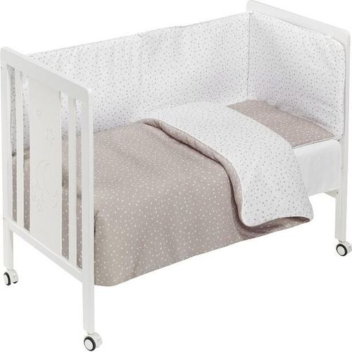 Interbaby - Kinderbett Monet + Set 3 Stk. (Steppdecke + Nestchen + Kissen) - Mod. Universo - Beige