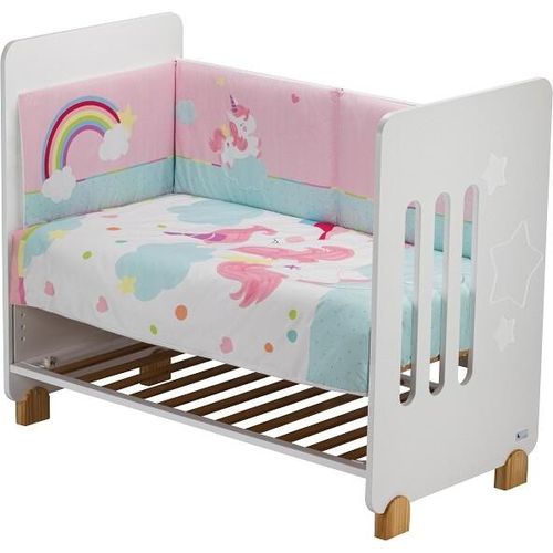 Interbaby - Kinderbett Lovely Premium 60X120 CM + Matratzen + Set 2 Stk. Kinderbett (Steppdecke + Nestchen) - Mod. Einhorn - Rosa