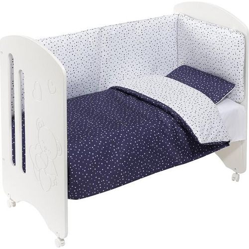 Interbaby - Kinderbett Lovely Premium + Set 3 Stk. (Steppdecke + Nestchen + Kissen) - Mod. Universo - Marineblau