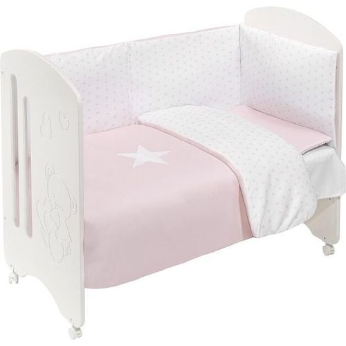 Interbaby - Kinderbett Lovely Premium + Set 3 Stk. (Steppdecke + Nestchen + Kissen) - Mod. Estrella - Rosa