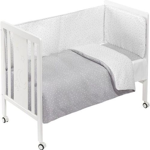 Interbaby - Kinderbett Monet + Set 3 Stk. (Steppdecke + Nestchen + Kissen) - Mod. Universo - Grau