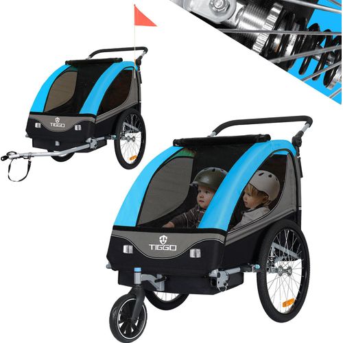 Tiggo S2 Kinderanhänger mit Federung Jogger 2 in 1 Kinder Buggy Fahrradanhänger Anhänger 1 bis 2 Kinder Kinderanhänger 60502