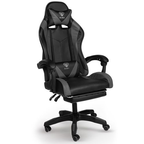 Gaming Stuhl Home Office Chair Racing Chefsessel Bürostuhl Sportsitz Büro Stuhl,Farbe:Schwarz/Grau
