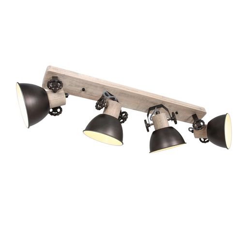 Steinhauer Strahler Gearwood 4-flammig Eichenholz/ Anthrazit 90x15cm
