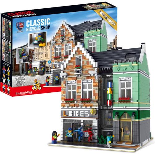 LEIER-10004 Baukasten Straßenansicht Fahrradgeschäft Kinder Blöcke3668PCS