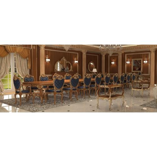 Casa Padrino Luxus Barock Esstisch Braun / Gold - Verschiedene Größen - Prunkvoller Massivholz Esszimmertisch - Hotel Restaurant Schloss Möbel - Luxus Qualität - Italy, Tischlänge:450 cm