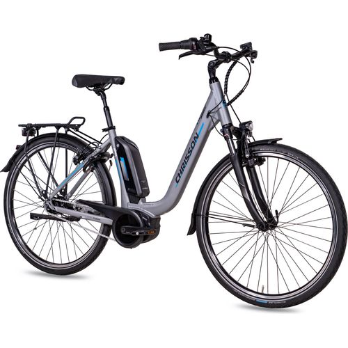28 Zoll E-Citybike Damenrad CHRISSON E-CASSIOPEA 7 Gang Shimano Nexus grau matt BOSCH Active Line Powerpack 400