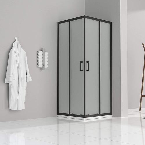 Duschkabine 75x100x180 cm aus satiniertem Sicherheitsglas und schwarzen Alubeschlägen DK79