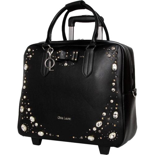 Leichte Damen Aktentasche Laptoptrolley im Design Steinen Schwarz Bowatex