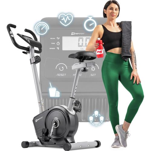 Hop-Sport Heimtrainer Fahrrad HS-2050H Sonic, Hometrainer für Zuhause mit Magnetwiderstand & 8 Stufen, Fitnessbike mit Pulsmessung und LCD-Display