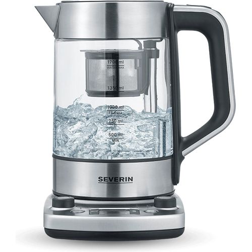 Teekocher elektrisch Tea Maker SEVERIN WK 3422 1,7 L Professional 3.000 W WK 3422 aus Edelstahl, gebürstetschwarzsilber Teekocher Tea Maker Wasserkocher Wasserkocher Tee