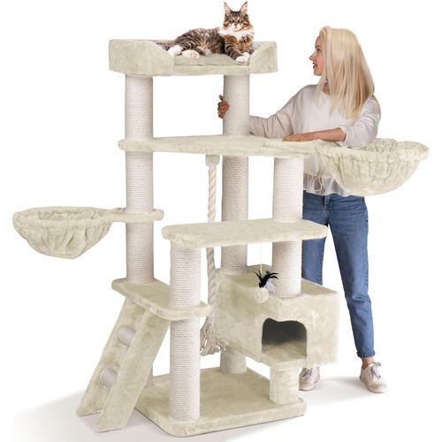 HAPPYPET Kratzbaum große Katzen XXL JACOB - Katzenbaum Deckenhoch, Stabil und Massiv mit Sisalsäulen und Dicker Bodenplatte, Ideal für Schwere Rassen