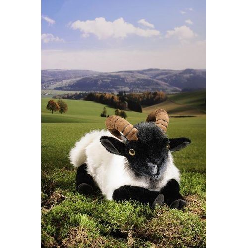 Kösen Heidschnucke schwarz/weiß liegend 30 cm Stofftier