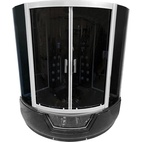 BADEWANNE WHIRLPOOL DUSCHKABINE WINKELIG 2 PERSONEN 170x115 cm Black Montecarlo
