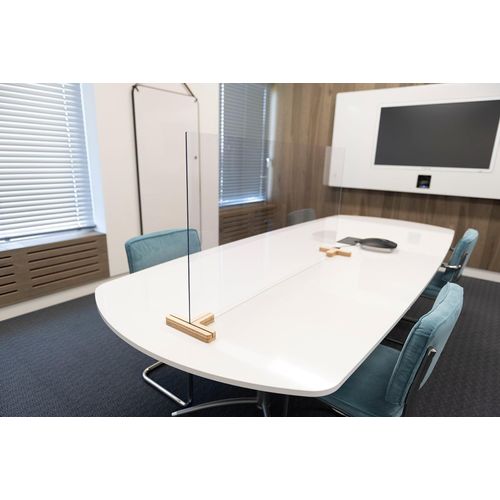Trennscheiben Schreibtisch/Tisch , (Plexiglas) inkl. 2x 3-Wege-Holz-Füße, 58x120cm