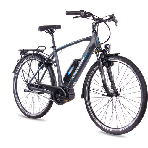 28 Zoll E-Citybike Herrenrad CHRISSON E-ROUNDER 7 Gang Shimano Nexus grau matt BOSCH Active Line Powerpack 400