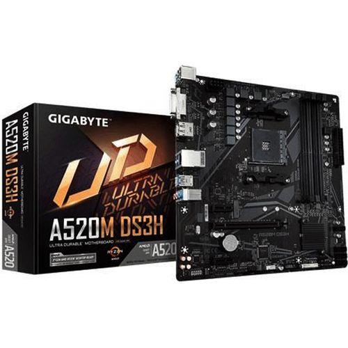 Gigabyte A520M DS3H - 1.0 - Motherboard - micro ATX - Socket AM4 - AMD A520 Chipsatz - USB 3.2 Gen 1 - Gigabit LAN - Onboard-Grafik (CPU erforderlich)
