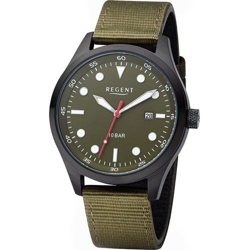 Regent Herren Uhr BA-639 mit grünen Leder- und Textilband