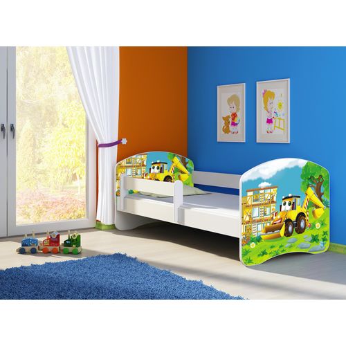 Kinderbett, Babybett 70x140, 80x160, 80x180cm Juniorbett, Kind, Motiv, Schublade CLAMARO, Bett Farbe:20 Bagger, Ausführung:Ohne Bettkasten, Bett Größe:160 x 80 cm