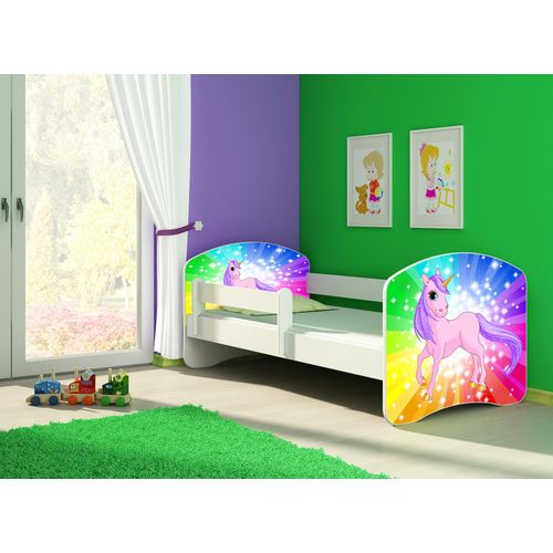 Kinderbett, Babybett 70x140, 80x160, 80x180cm Juniorbett, Kind, Motiv, Schublade CLAMARO, Bett Farbe:18 Pony Farben, Ausführung:Mit Bettkasten, Bett Größe:160 x 80 cm