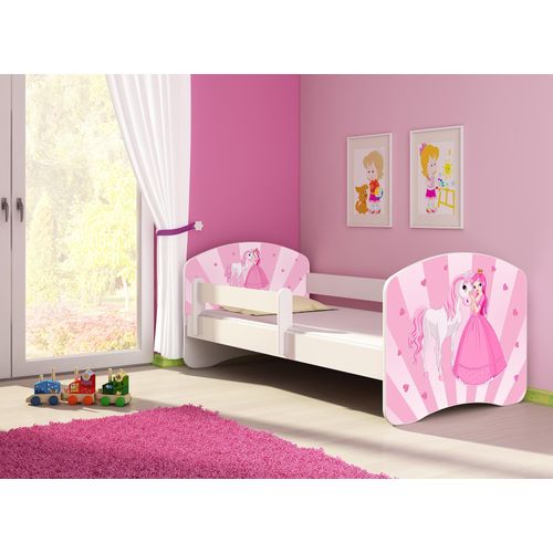 Kinderbett, Babybett 70x140, 80x160, 80x180cm Juniorbett, Kind, Motiv, Schublade CLAMARO, Bett Farbe:08 Princess With Pony, Ausführung:Mit Bettkasten, Bett Größe:160 x 80 cm
