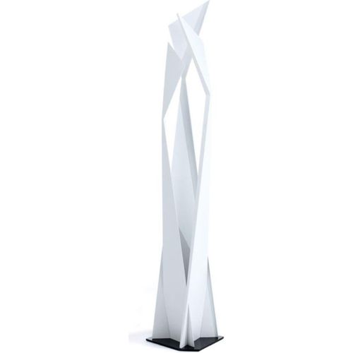 Casa Padrino Designer LED Stehleuchte Matt Weiß / Schwarz 47 x 40 x H. 204 cm - Moderne Edelstahl Stehlampe - Wohnzimmer Lampe - Luxus Qualität