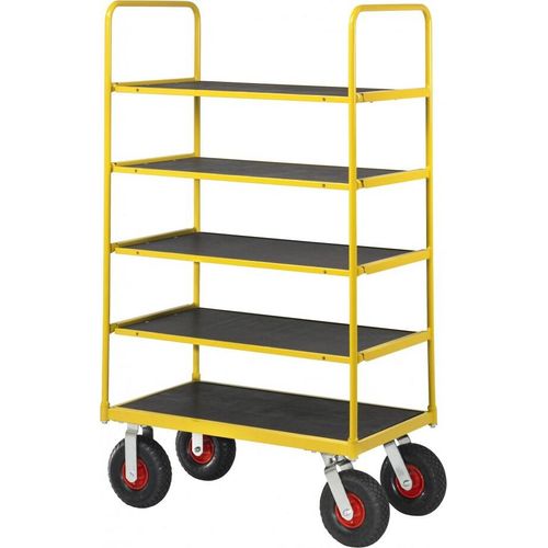 RAVENDO TW 1000L 5S Plattformwagen Etagenwagen 0,6x1,0m PolyurethanRad 5 Regale
