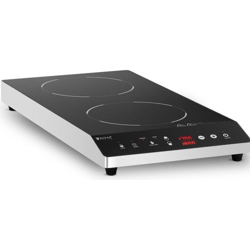 Royal Catering Induktionsplatte - 3500 W - 2 x 22 cm - 240 °C - Timer -