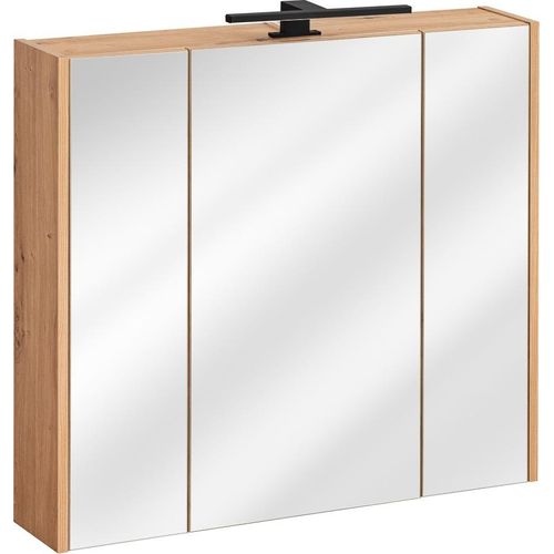 Badezimmer Spiegelschrank 80x72cm PANTIN Grau inkl.LED