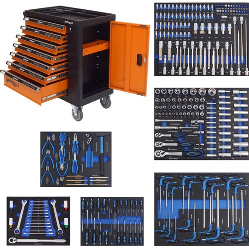 Holmwerk® Werkstattwagen orange 252 tlg. XXL bestückt gefüllt Assistent Werkzeugwagen
