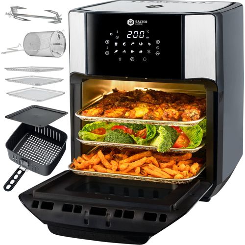 Balter Heißluftfritteuse HL-1200, Friteuse, 12 Liter, Mini Backofen, LCD Display, 10 Programme, inkl. Rezeptheft