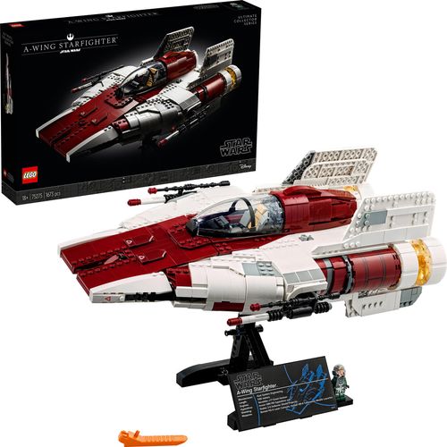 LEGO 75275 Star Wars A-wing Starfighter Set für Erwachsene, Fanartikel, Sammlerstück, Raumschiff mit Minifigur und Infotafel