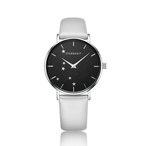 Sternzeit Armbanduhr Sternzeichen Krebs A07360101-002 Leder, weiß metallic
