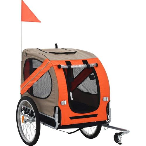Hundeanhänger Fahrradanhänger Hundetransporter Transportanhänger für Hunde Hundefahrradanhänger Orange 130x73x90cm