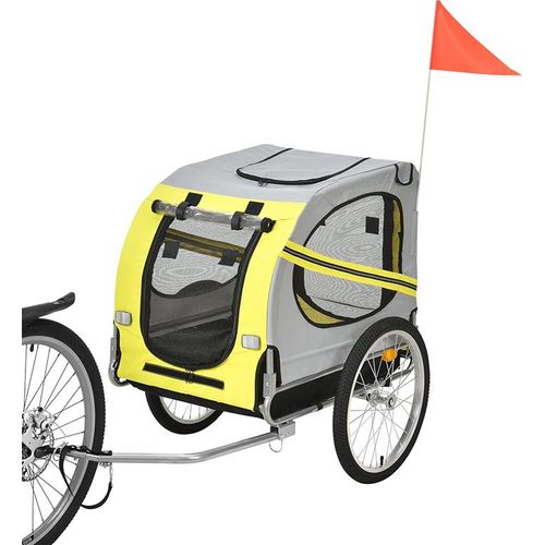 Hundeanhänger Fahrradanhänger Hundetransporter Transportanhänger für Hunde Hundefahrradanhänger Gelb 130x73x90cm