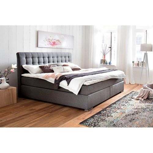 Boxspringbett 160x200 cm LORETO-114 in Hugo Grau, Härtegrad H2
